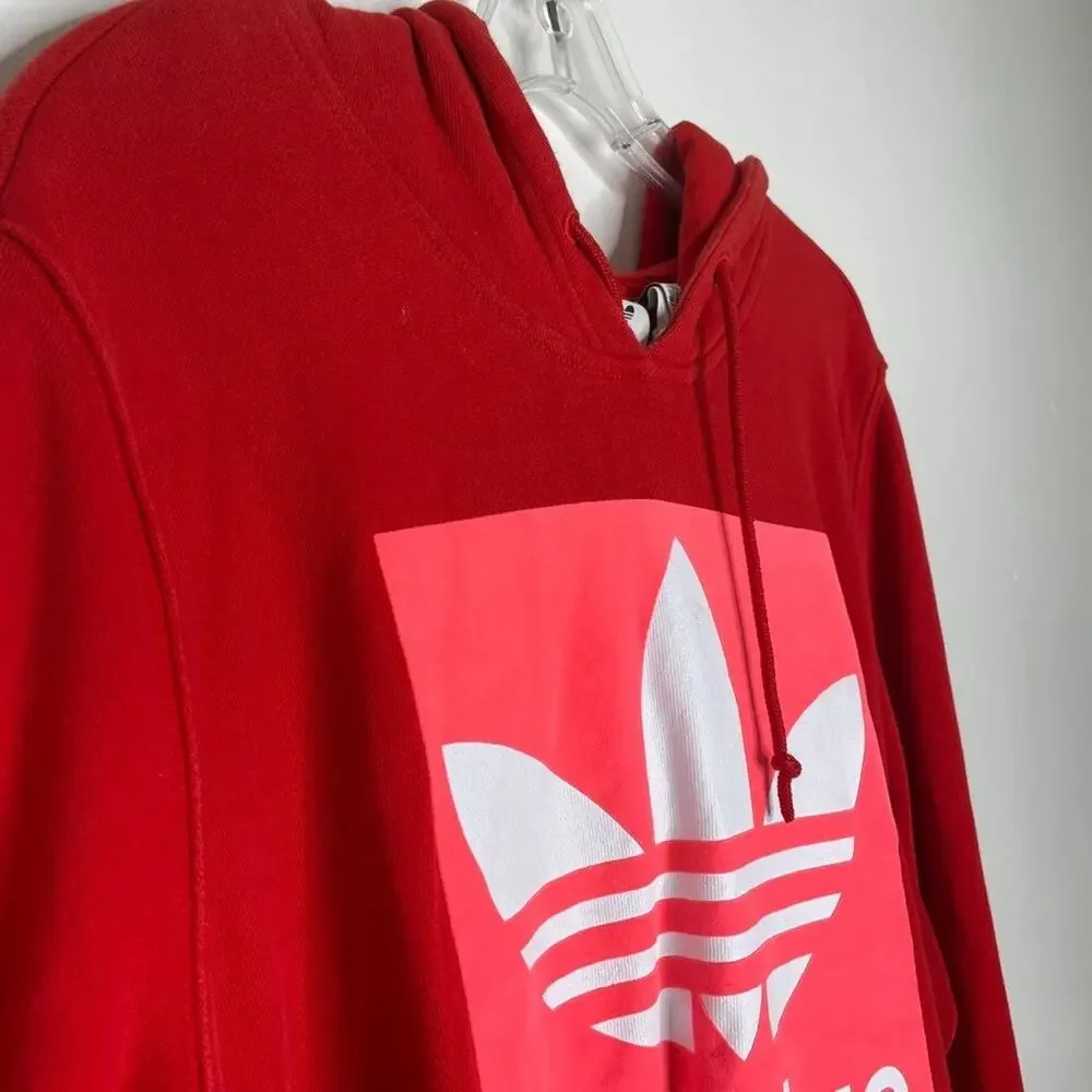 Adidas Red Trefoil Logo Hoodie Pullover Streetwear Style Size XL Men's